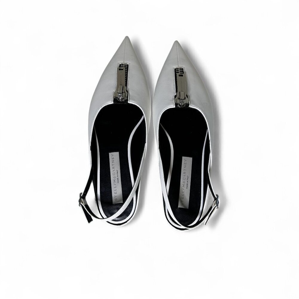 Stella McCartney White Zipit Slingback Flats EU 37 NWOT - Picture 7 of 16